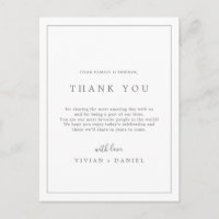 Minimal Silver Typography Thank You Reception Card