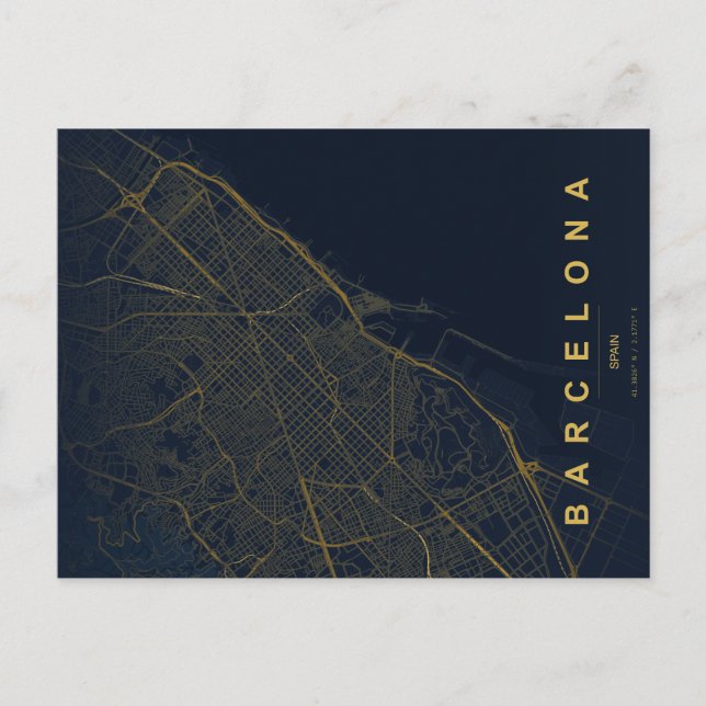 Carte postale minimale de Barcelone Espagne (Devant)