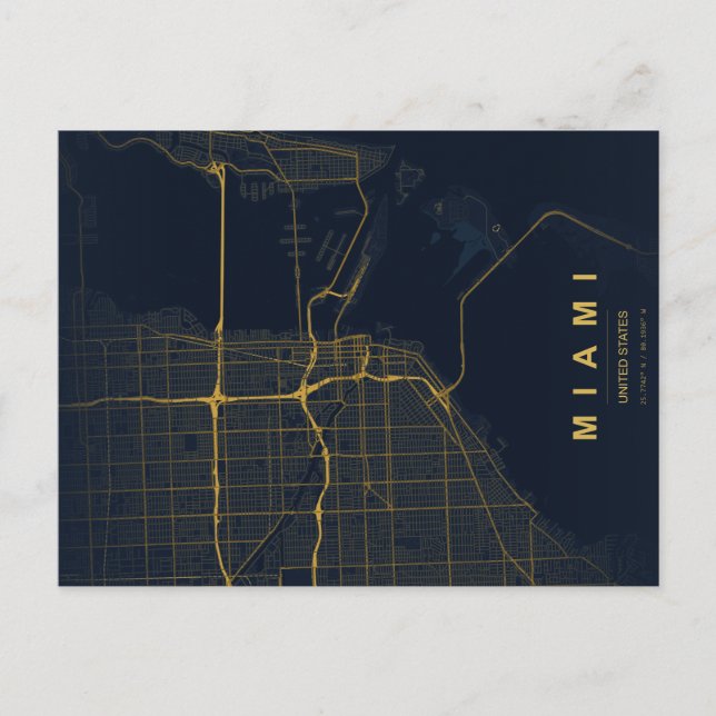 Carte postale minimale de la ville de Miami (Devant)