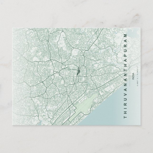 Carte postale minimale de la ville de Thiruvananth (Devant)