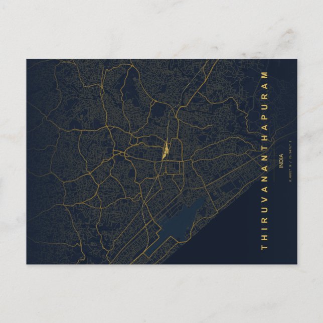 Carte postale minimale de la ville de Thiruvananth (Devant)
