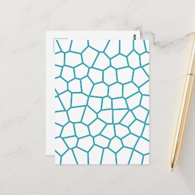 Carte Postale Minimalisme Art Abstrait Pale Turquoise Cellules B (Devant/Arrière en situation)