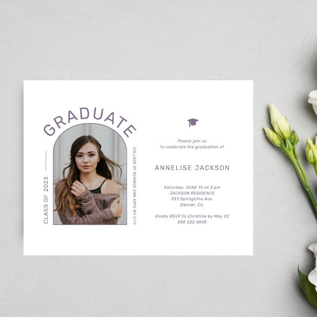 Carte Postale Minimalist elegant photo graduation party invite (Créateur téléchargé)