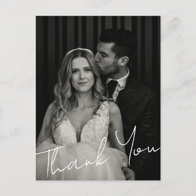 Carte Postale Minimalist Elegant Wedding Photo Custom Thank You (Devant)