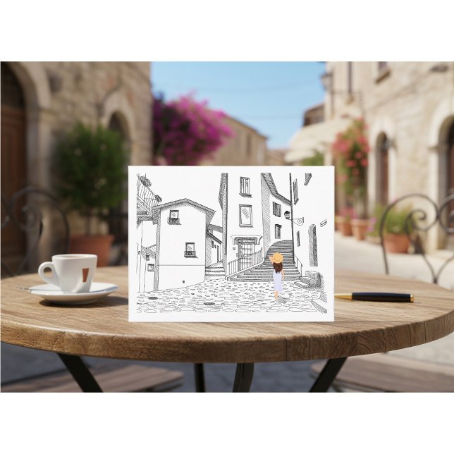 Carte Postale Minimalist European Street Illustration  (Créateur téléchargé)