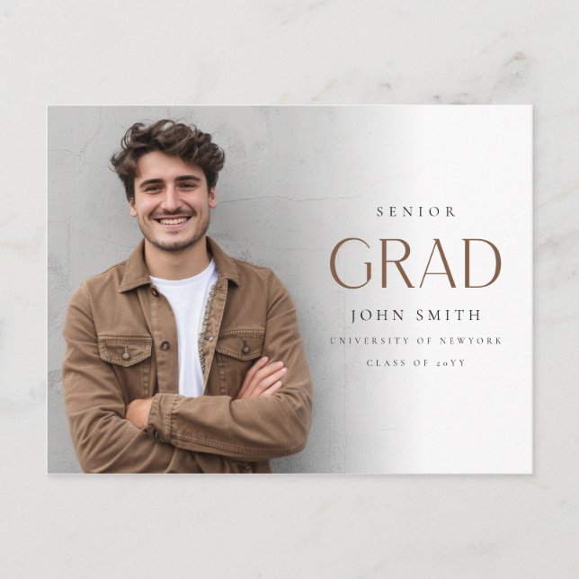 Carte Postale Minimalist Graduate Senior Grad Photo Announcement (Devant)