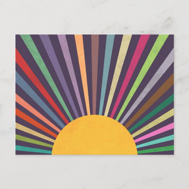 Carte Postale Minimalist Retro Rainbow Sun Rays (Devant)