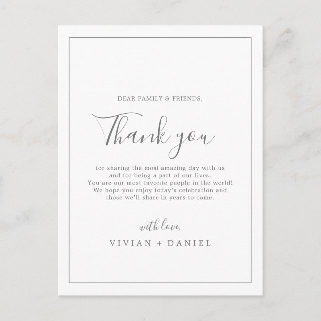 Carte Postale Minimalist Silver Thank You Reception Card (Devant)