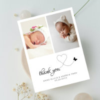 Minimaliste 2 Photos Jumelles Baby Shower Remercie