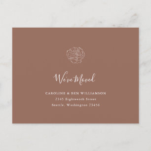 Carte Postale Minimaliste Boho Floral Terracotta Changement d'Ad
