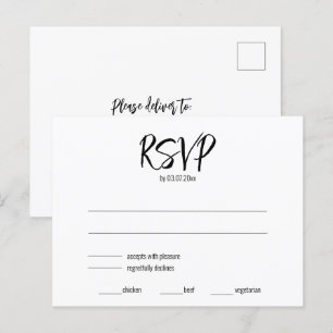 Carte Postale 💍 Minimaliste Élégant RSVP & exigences alimentair