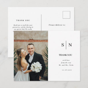 Carte Postale Minimaliste et Chic Mariage Blanc et Noir