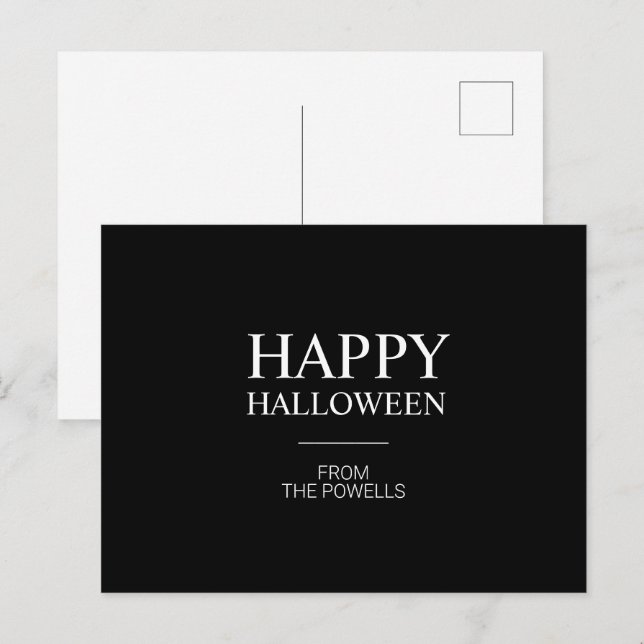CARTE POSTALE MINIMALISTE JOYEUX HALLOWEEN | CLASS (Devant / Derrière)