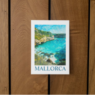 Carte Postale Minimaliste Majorque Espagne Peinture à l'huile Mé