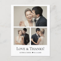 Minimaliste moderne 3 photos Mariage merci