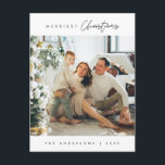 Carte Postale Minimaliste moderne, photo de famille de Noël la p<br><div class="desc">Noël le plus joyeux. Célébrez la saison avec cette carte postale photo familiale Il est entièrement personnalisable et personnalisé avec vos propres messages de voeux. Veuillez ajouter votre adresse de retour pour faciliter l'envoi par la poste. Il est simple, facile, mais moderne minimaliste et festif. C'est la carte postale parfaite...</div>