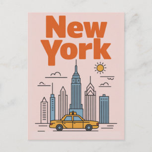 Carte Postale Minimaliste New York City Voyage Skyline
