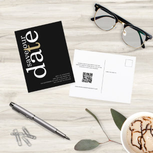 Carte Postale Minimaliste Or Blanc Code QR Noir Étape à franchir
