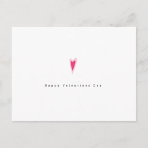 Carte Postale Minimaliste rose rouge Ditsy Coeur de Saint Valent