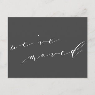 Carte Postale Minimaliste Script Noir Nous avons déménagé Nouvel