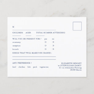 Carte Postale Minimaliste Sketched Love Swans Wedding RSVP