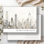 Carte Postale Minimaliste Skyline de New York City Aquarelle Voy<br><div class="desc">Si vous avez besoin d'autres personnalisations,  n'hésitez pas à m'envoyer un courriel à yellowfebstudio@gmail.com. ou envoyez un message via Zazzle.</div>