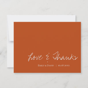 Carte Postale Minimaliste Terracotta Rust Mariage Amour Et Merci
