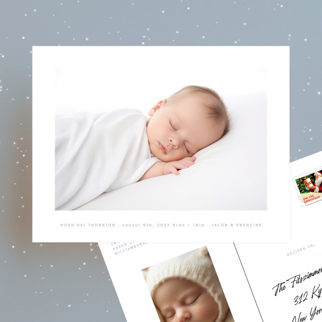 Carte Postale minimum deux photo bébé faire-part de naissance (Créateur téléchargé)