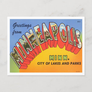 Carte Postale Minneapolis, Minnesota Vintage Big Letters
