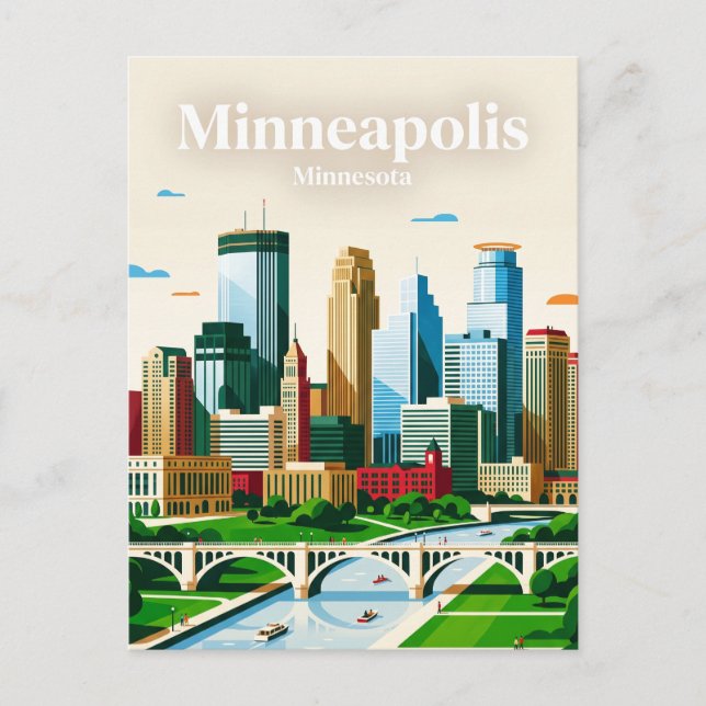 Carte Postale Minneapolis Skyline États-Unis (Devant)