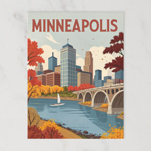 Carte Postale Minneapolis : Ville d'automne sur le Mississippi