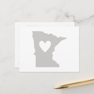 Carte Postale Minnesota en forme de coeur gris Minnesotan Amour 
