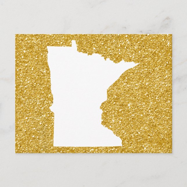 Carte Postale Minnesota en Parties scintillant blanche et or (Devant)