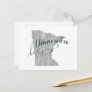 Carte Postale Minnesota Formé Vintage Grey Typographie Nom