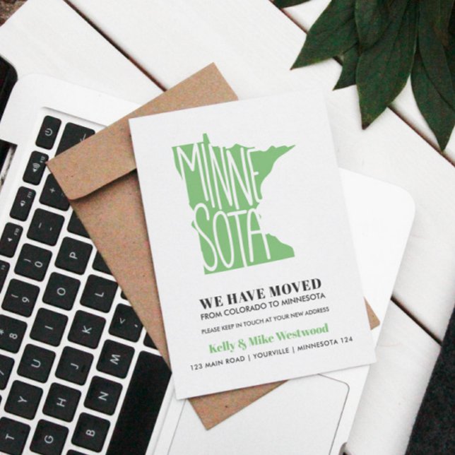 Carte Postale MINNESOTA Nous avons déplacé Nouvelle adresse Nouv (relocation announcement update your records with new address Minnesota moving)