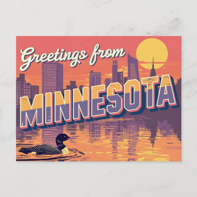 Carte Postale Minnesota : plongée et skyline citadine (Devant)