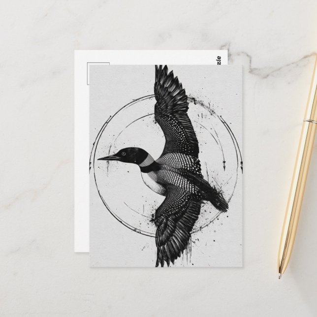 Carte Postale Minnesota State Bird Loon in Flight (Devant/Arrière en situation)