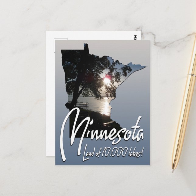 Carte Postale Minnesota Terre de 10 000 Lacs (Devant/Arrière en situation)