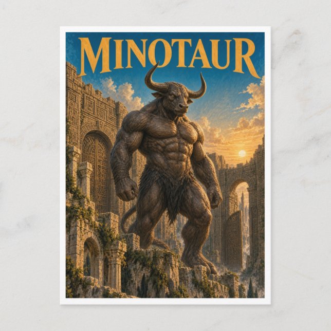 Carte Postale Minotaure, Monstre de Fantasy Gothique (Devant)