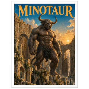 Carte Postale Minotaure, Monstre de Fantasy Gothique