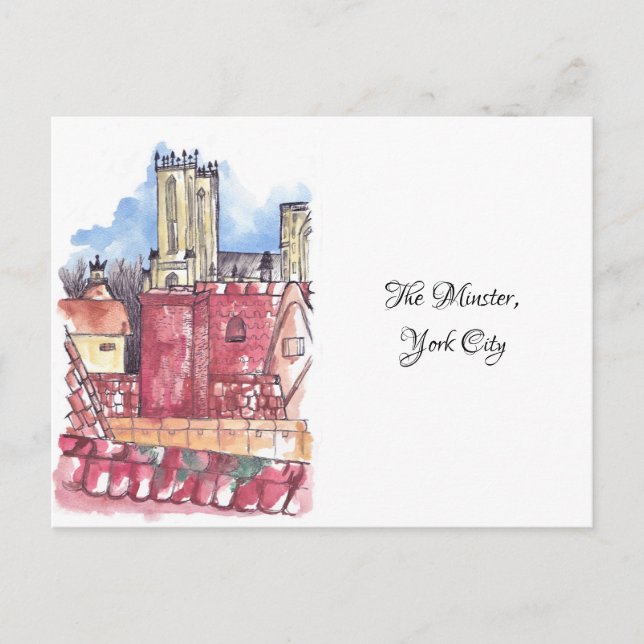 Carte postale Minster, York aquarelle (Devant)