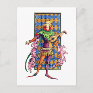 Carte Postale Minstrel médiéval et Lute