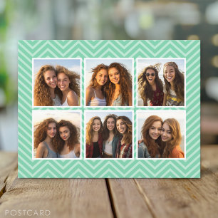 Carte Postale Mint Chevron Motif avec Collage photo 6 tendance