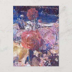 Carte Postale minuit Jardin rose A.I. photo améliorée Poster