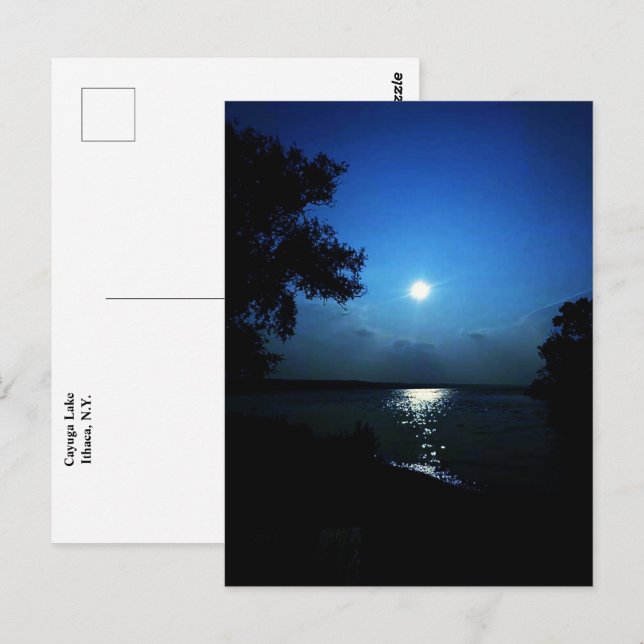 CARTE POSTALE MINUIT SUR LE LAC (Devant / Derrière)