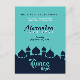 Carte Postale Minuit Turquoise Bleue Arabe Nights Quinceañera