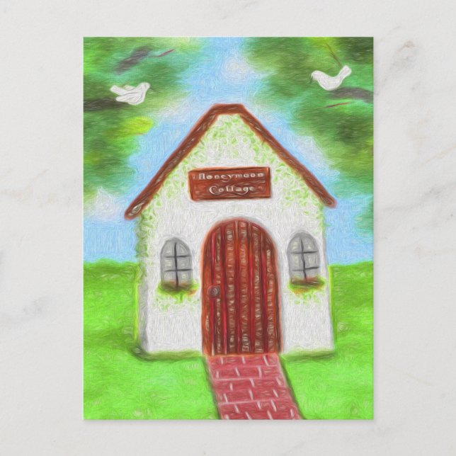 Carte Postale Minuscule Merci Mariage blanc Cottage (Devant)