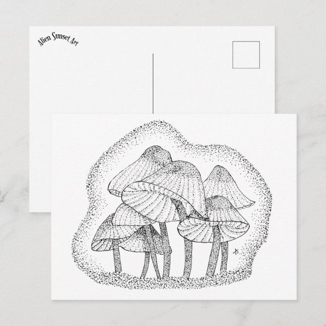 Carte Postale minuscules champignons rayés (Devant / Derrière)