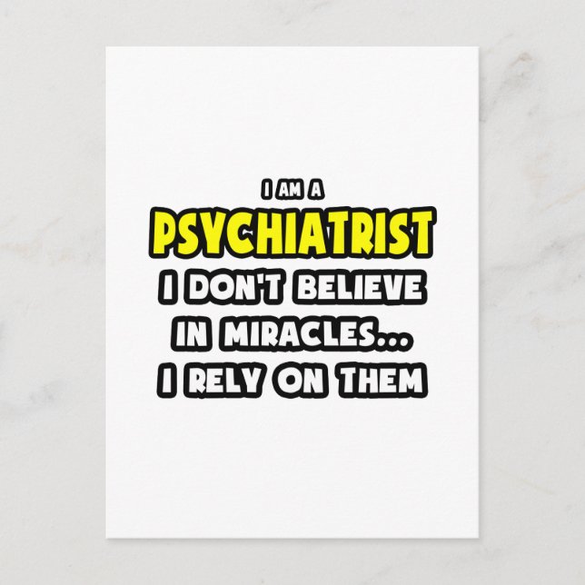 Carte Postale Miracles and Psychiatrists ... Funny (Devant)