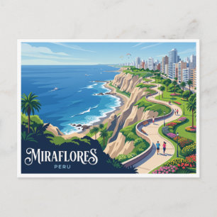 Carte Postale Miraflores Clifftops et Malecón Lima Pérou
